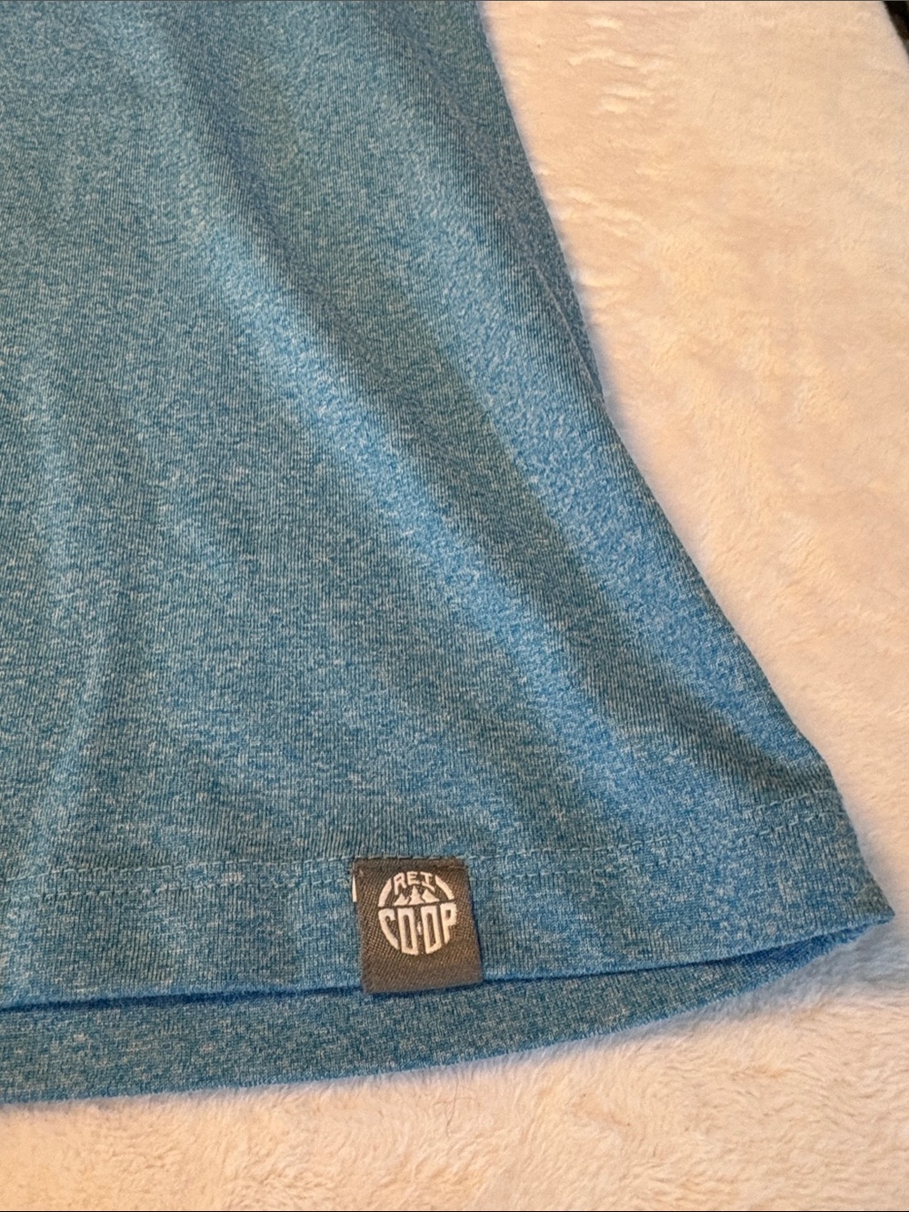 REI Women's Short Sleeve Crew Tee - Heathered Teal Blue Size Large - Picture 2 of 7
